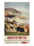 Aberystwyth, England - Aerial of Coast British Railways Poster