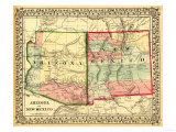Buy Arizona and New Mexico - Panoramic Map and New Mexico at AllPosters.com
