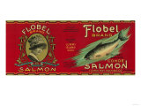 Buy Flobel Salmon Can Label - Lummi Island, WA at AllPosters.com