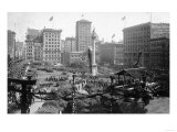 Aerial View of Portola Festivities in Union Square - San Francisco, CA