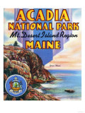 Buy Acadia National Park, ME - Large Letter Scene, View of Great Head and Maine Seal at AllPosters.com