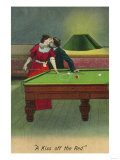 A Kiss off the Red, Couple Kissing Before Pool Shot