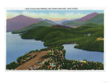 Adirondack Mts, New York - Aerial View of Lakes Placid and Mirror