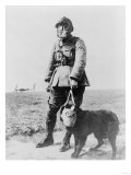WWI Sergeant and Dog Wearing Gas Masks Photograph