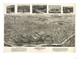 Buy Asheville, North Carolina - Panoramic Map at AllPosters.com
