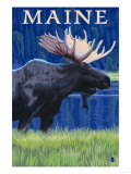 Buy Maine - Moose in the Moonlight at AllPosters.com