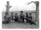 Zulu Men Eating outside in Africa Photograph - Africa