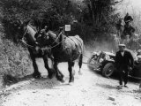 Horses Pulling Broken Down MG Up a Hill During a Trial, 1930's