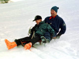 Buy Prince Charles on a Sledge with Prince Harry While on Holiday in Klosters Switzerland January 1997 at AllPosters.com