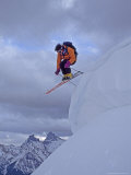 Backcountry Skier on Henderson Mountain, Above Pilot and Index Peaks