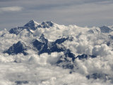 Monsoon Clouds Shroud Mount Everest and Lhotse Beyond