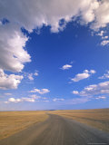 Cumulus Clouds Above a Dirt Road on a Wyoming Prairie Photographic Print