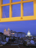 View of Lisbon Through a Window at Twilight