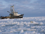 Boat in the Ice-Choked Waterways of the Gulf of St. Lawrence