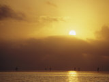 Fishing Boats at Dawn on Chilka Lake in Orissa, India