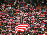 Crowd of Fans Raise Scarves in Support of Red Star, One of Sebia's Premier Soccer Teams