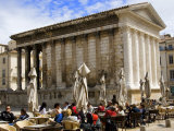 Outdoor Cafe in Front of the Roman Maison Carree in Nimes