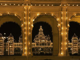 Maharaja's Indo-Saracenic Palace Decorated with Lightbulbs at Night