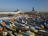 Fishing Boats with Vivekananda Memorial in Background