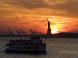 Buy Statue of Liberty and Staten Island Ferry at Sunset at AllPosters.com