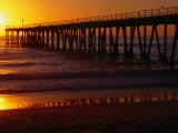 Golden Sun Sets over the Water and Pier at Hermosa Beach