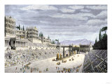 Audience Cheering Charioteersin the Circus Maximus, Ancient Rome