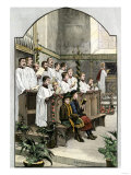 Choir Singing a Christmas Hymn in an Anglican Church, 1880s