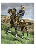 African-American Buffalo Soldier Riding a Frisky Horse Fresh from the Herd, 1880s