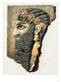 Assyrian Carved and Painted Stone Head