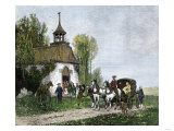 Parishioners Leaving Church at Sleepy Hollow in Colonial New York
