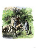Roger Williams Landing at a Spring Where He Builds Providence, Rhode Island, 1636