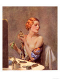 Perfume Woman Doing Her Make-Up, Budoir Putting On Perfume, UK, 1930