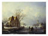Skaters in a Frozen Winter Landscape
