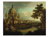 Buy Capriccio with a Domed Church and Buildings in Pirna, c.1765 at AllPosters.com