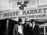 Lawman Frank Branik, Realtor Walt Wilson and Publisher Jerry Reinerston, Moose Market Grocery Store
