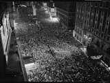 Night View of People Jammed into Times Square Celebrating the End of the War in Europe