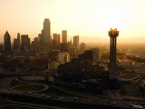 Aerial View of Highway and Skyscrapers with High-Rises in Dallas, Texas