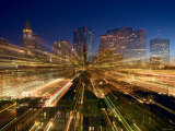 Light Effect of Skyline with Illuminated Lights at Night in Boston, Massachusetts