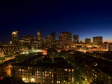 Skyline with Illuminated Lights at Night in Boston, Massachusetts