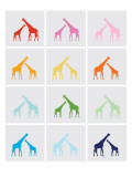 Rainbow Giraffe Squares on Grey