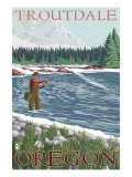 Troutdale, Oregon, Fly Fisherman Scene