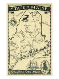 Buy Maine, Highway Map of the Pine Tree State Scene at AllPosters.com