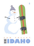Sun Valley, Idaho, Snowman with Snowboard
