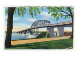 Buffalo, NY, Peace Bridge Crossing Niagara River View, Fort Erie, Ontario in Distance