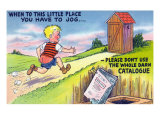 Little Boy Running to Outhouse, Don't Use the Whole Catalogue