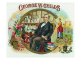 George W. Childs Brand Cigar Outer Box Label, Co-Founder of Childs and Peterson Publishing