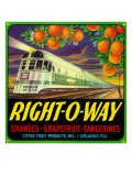 Orlando, Florida, Right-O-Way Brand Citrus Label
