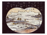 Evening Glow at Seta, Japanese Wood-Cut Print