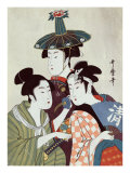 Three Women, Japanese Wood-Cut Print