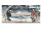 Modern Version of the Tale of Genji in Snow Scenes, Japanese Wood-Cut Print
